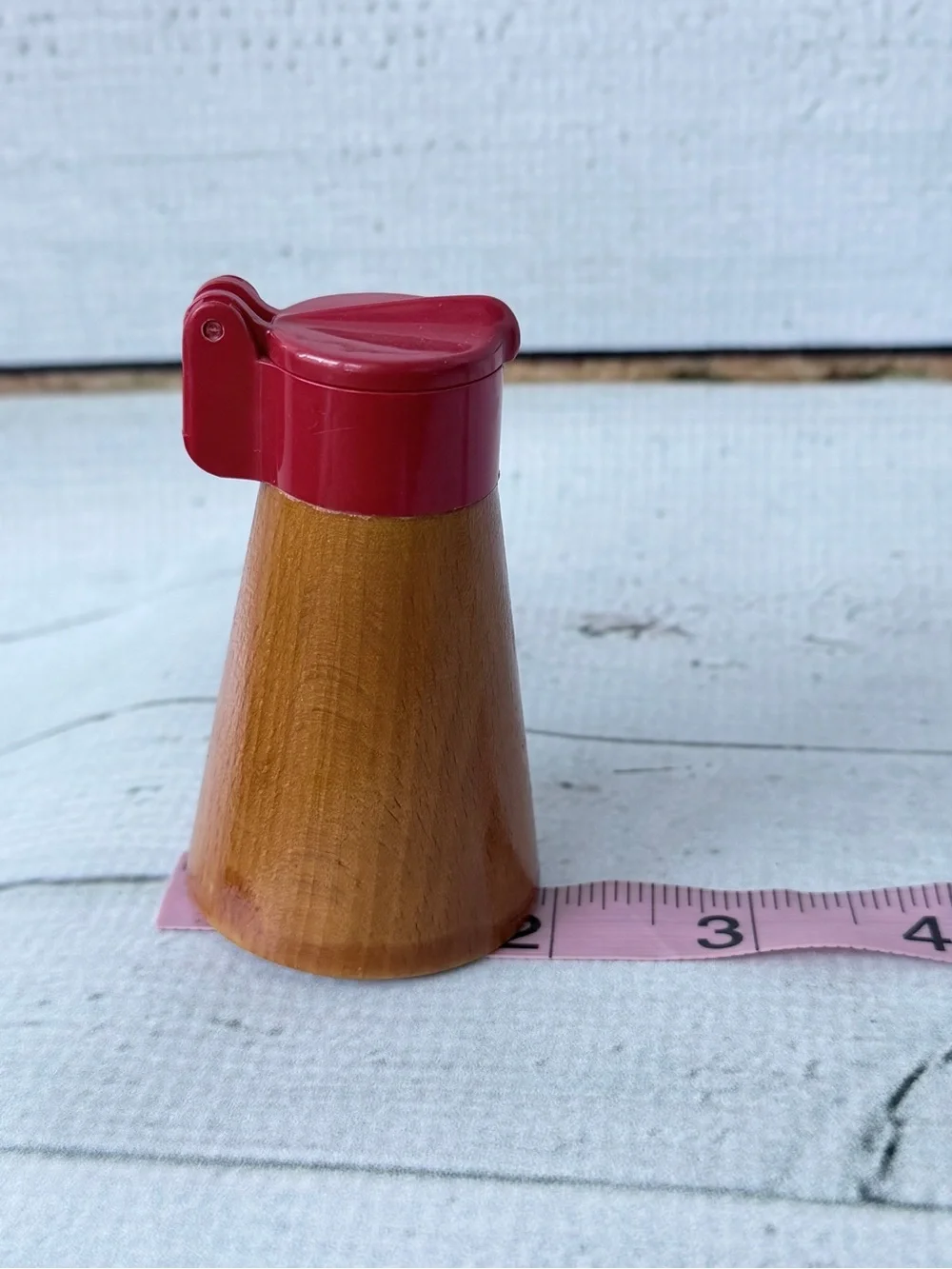 Red Topped Wooden Salt or Pepper Shaker